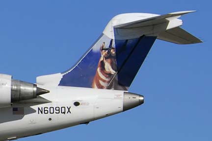 Frontier (Jet Experess) Canadair CL-600-2C10 Regional Jet CRJ-701 N609QX, Santa Barbara. January 13, 2008